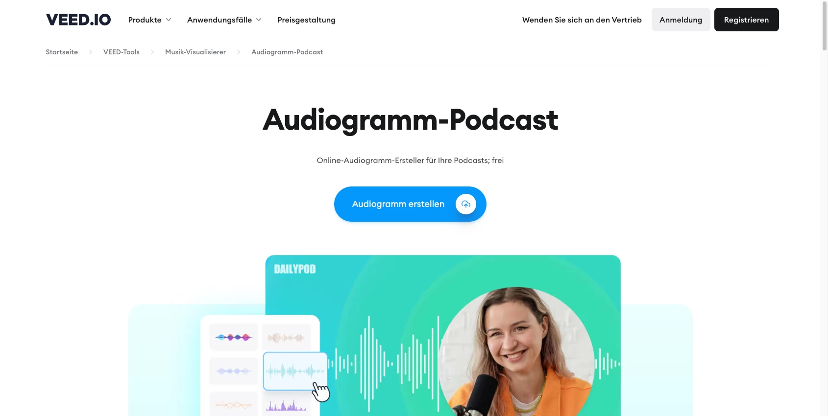 mit veed io audiogramme erstellen fuer podcasts