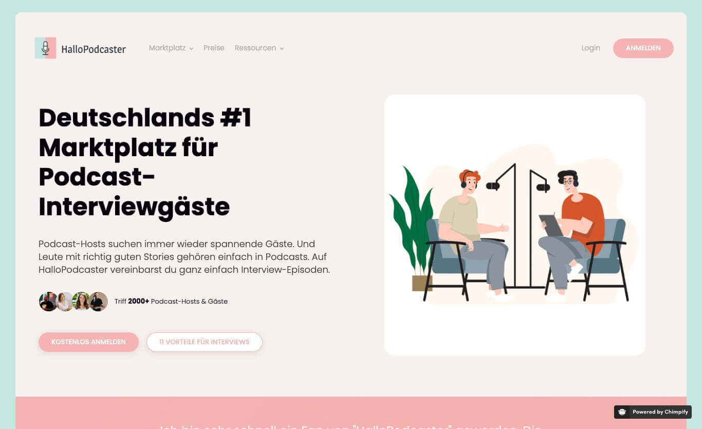 HalloPodcaster dein Marktplatz fuer Podcast Interviewgaeste Startseite 1