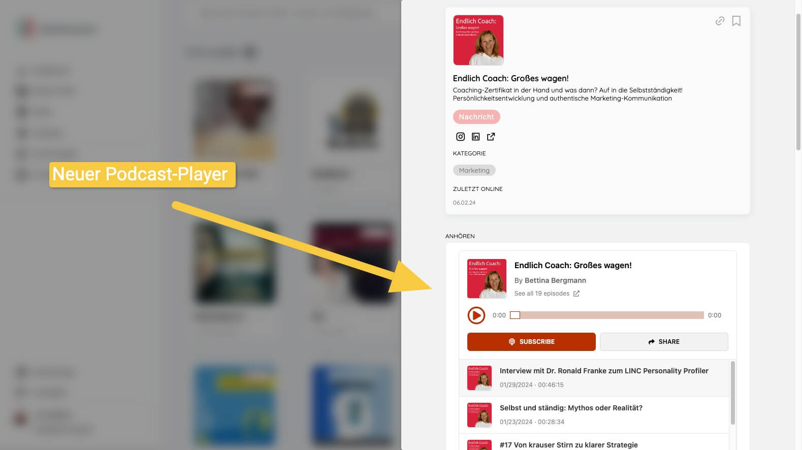 HalloPodcaster Neuer Podcast Player